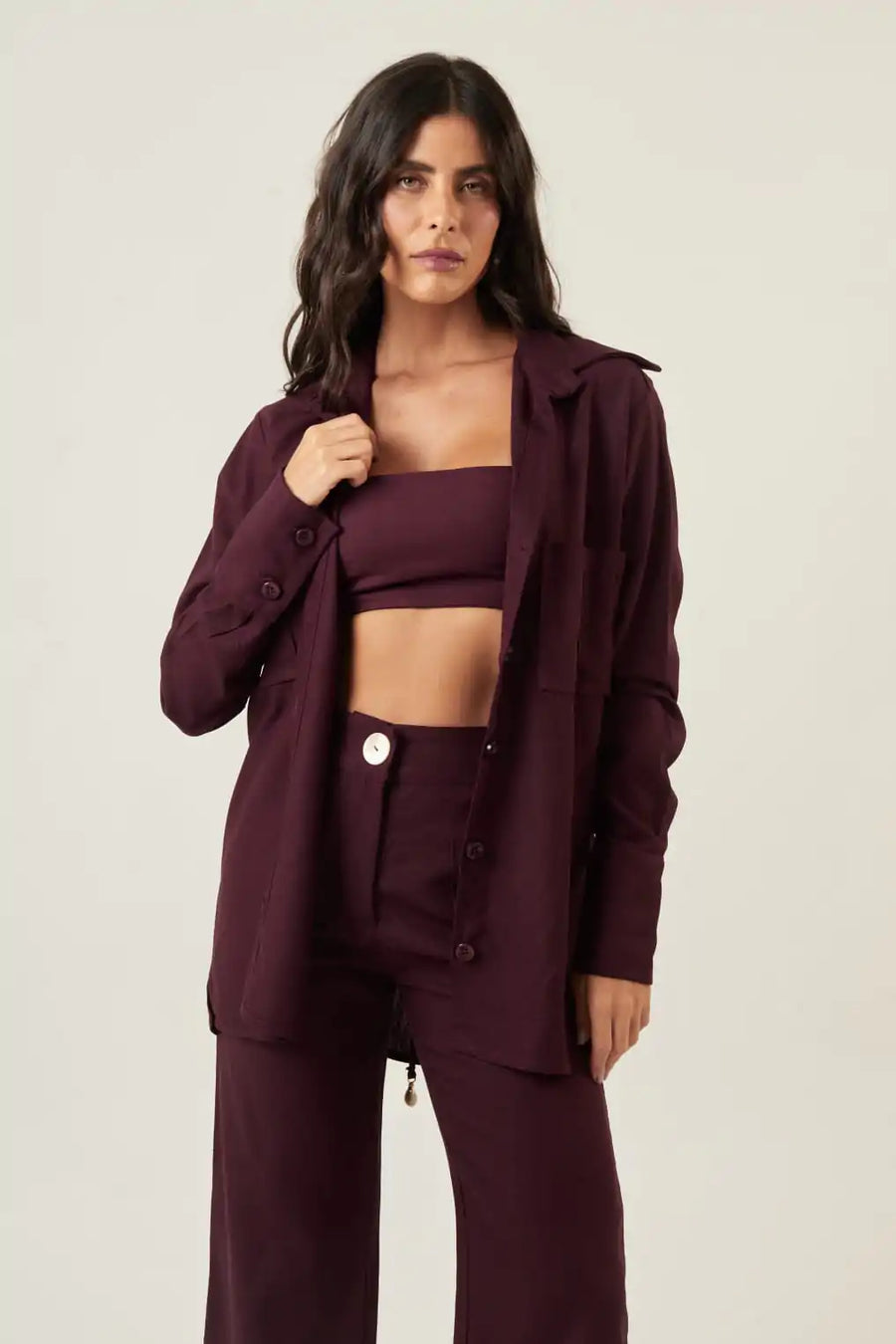 Camisa de linho jabuticaba Clarice