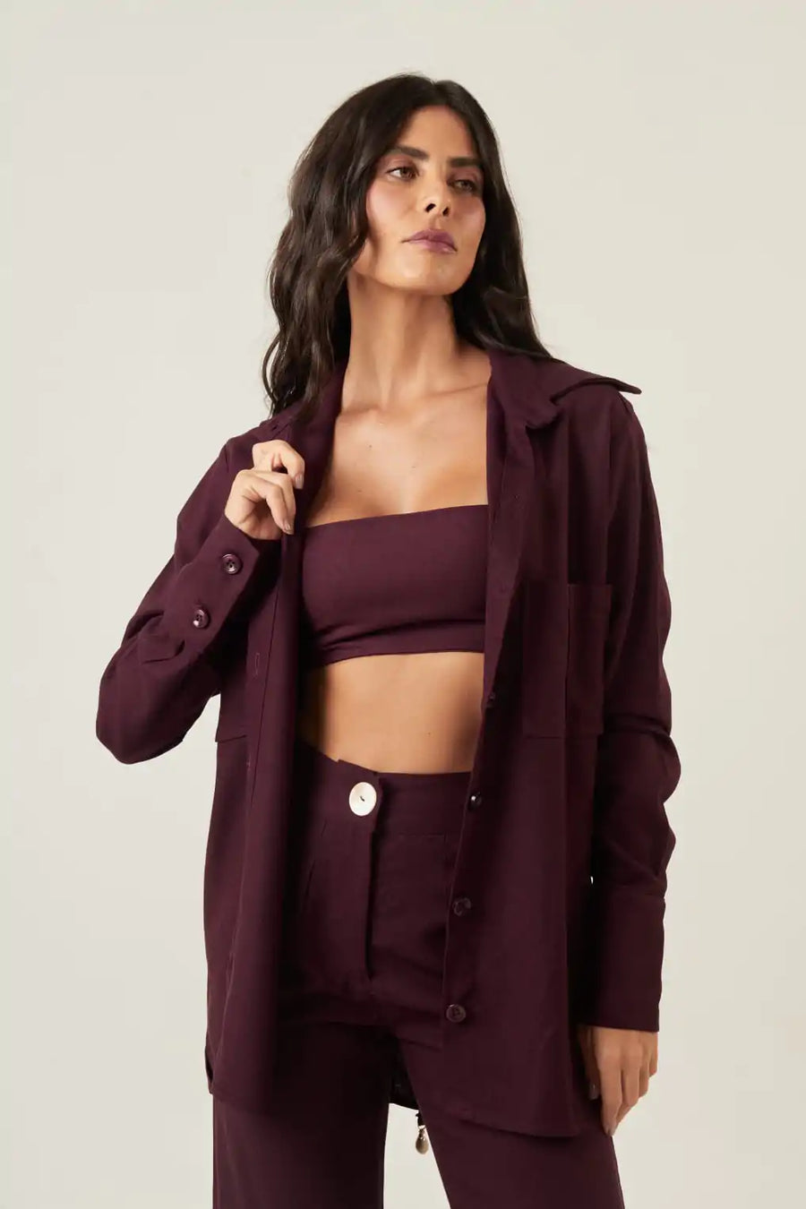 Camisa de linho jabuticaba Clarice