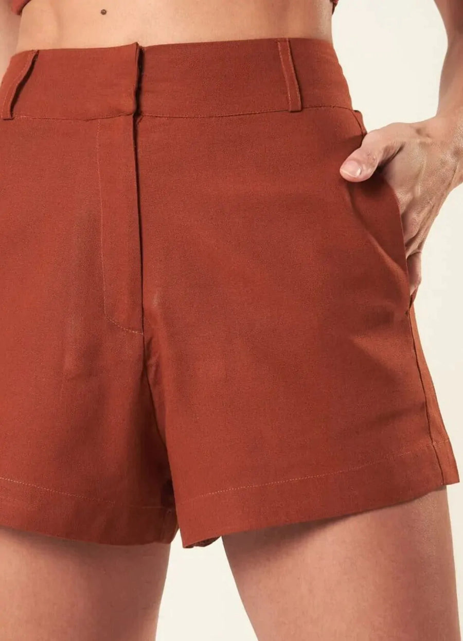 Short de linho terracota Lari