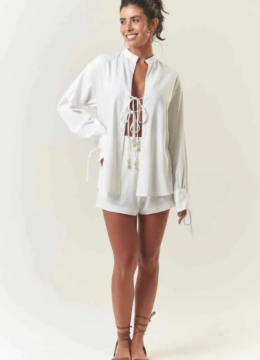 Camisa de linho off-white Búzios