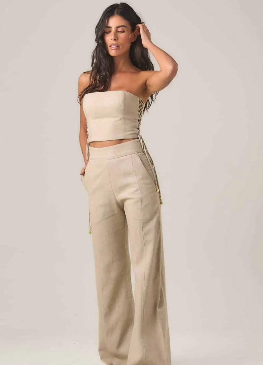 Calça de linho areia Gisela