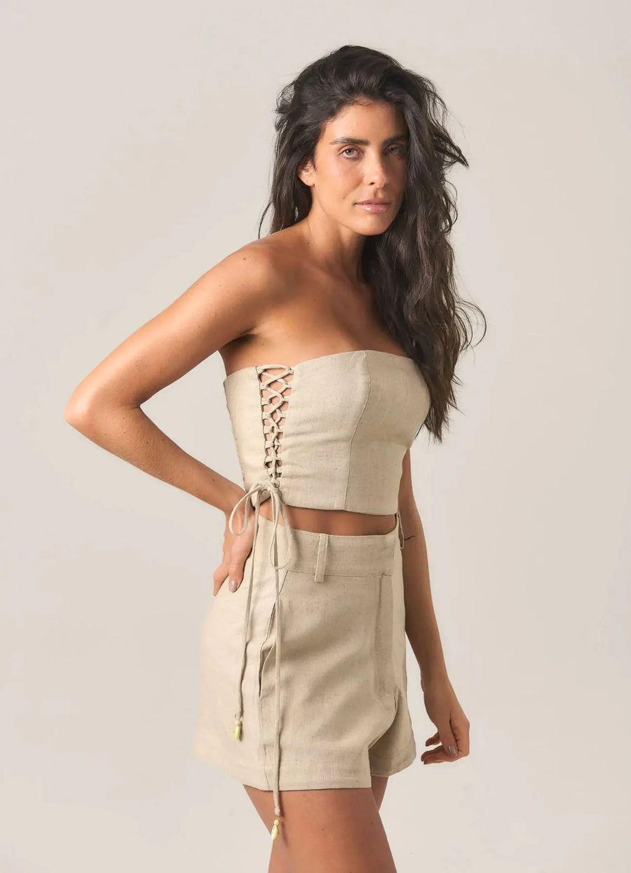 Top de linho areia Marcela