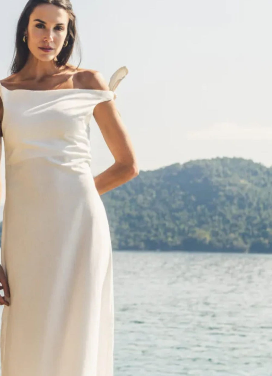 Vestido de Linho off-white Flávia