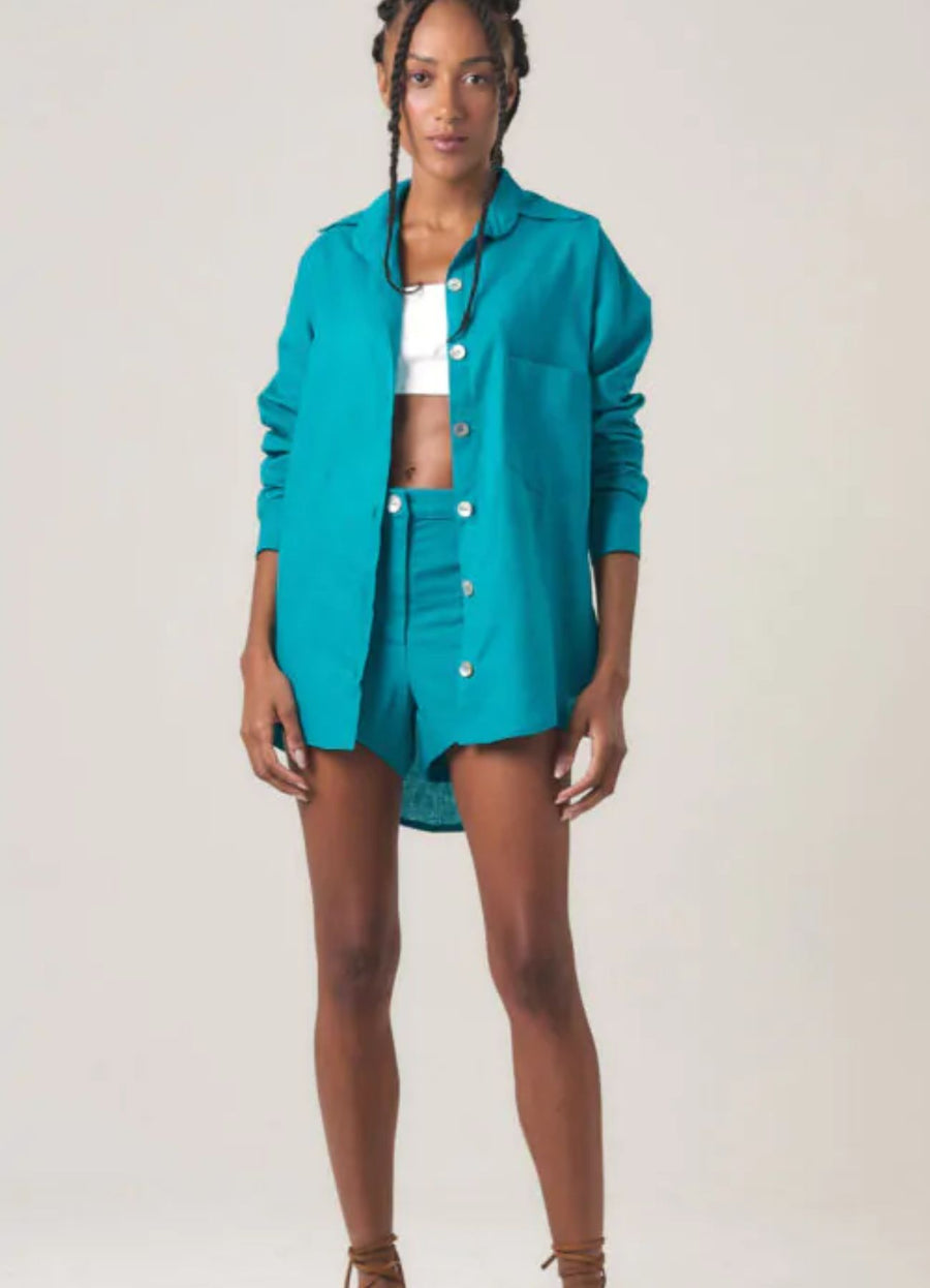 Camisa de azul-laguna Isis
