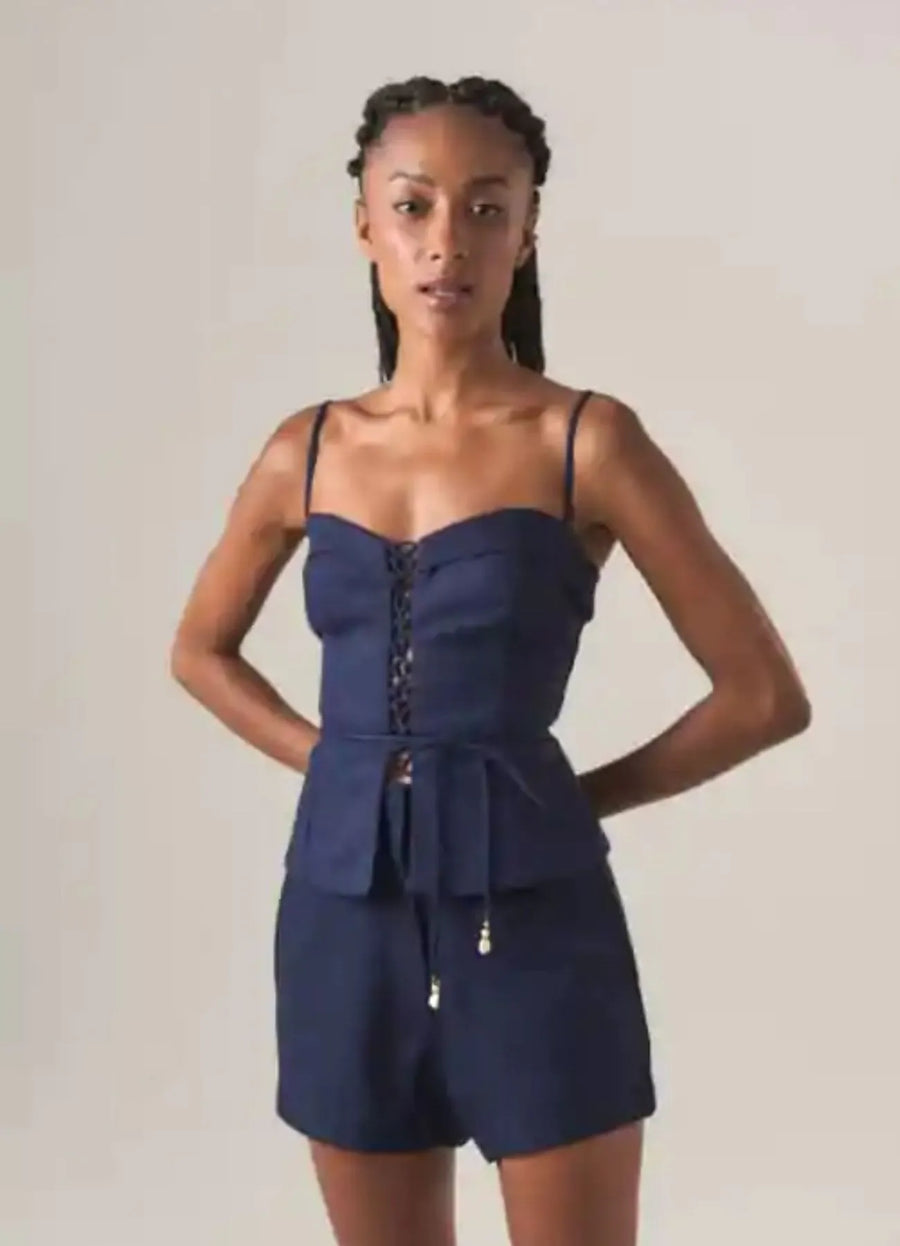 Top de linho marinho Cleo