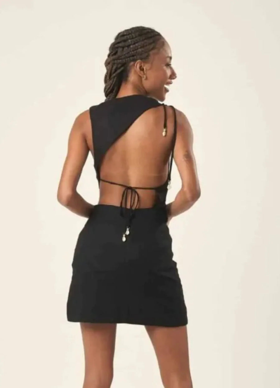 Vestido de linho preto Ester