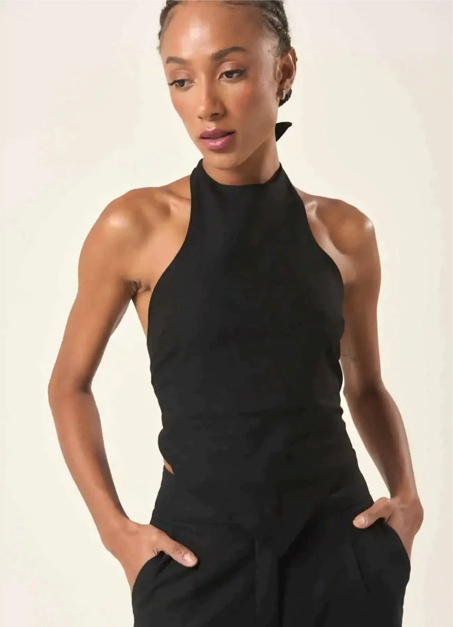 Top de linho preto Amber
