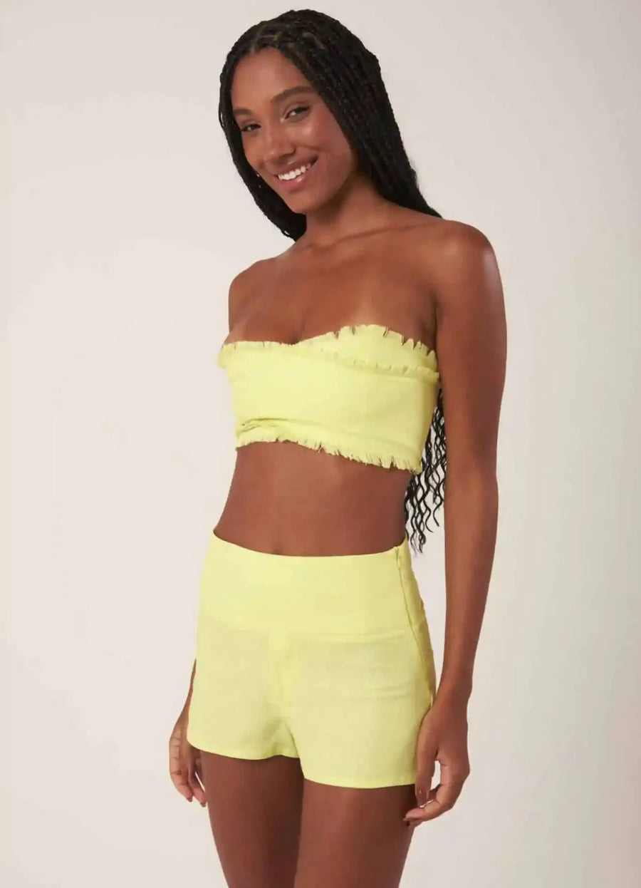 Short de linho verde-melão Paula