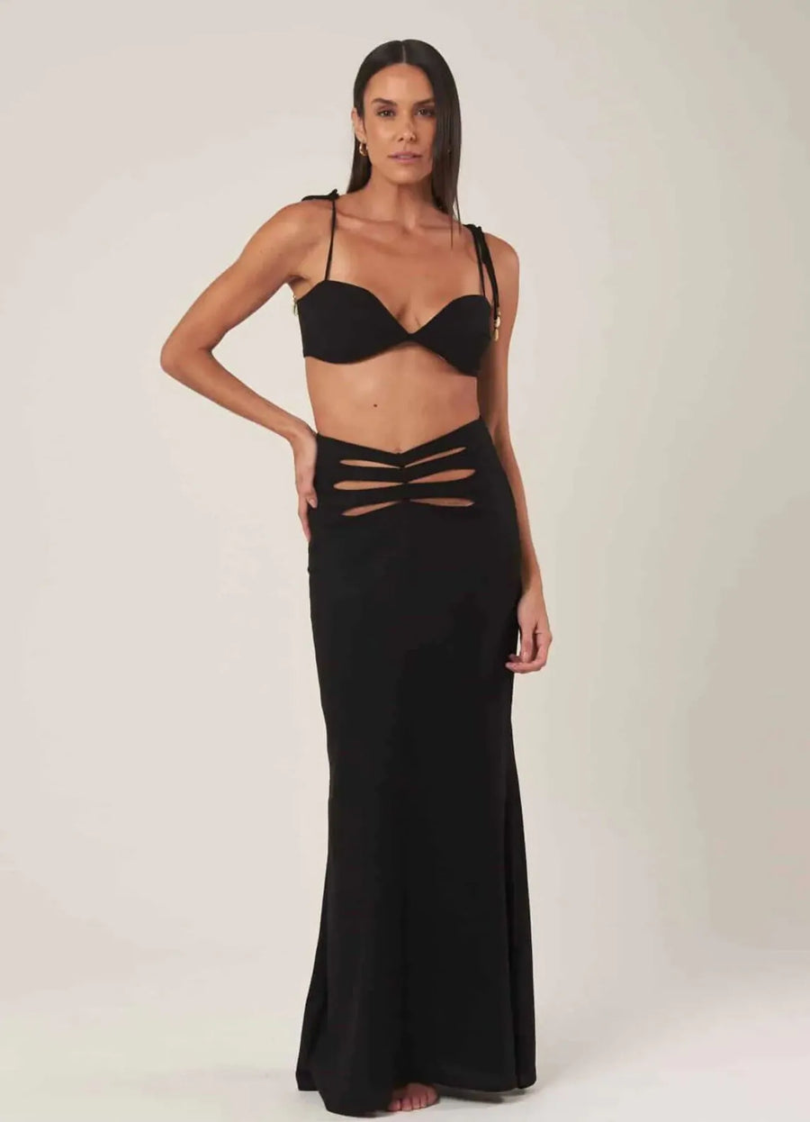 Saia de Linho preto Gabriela