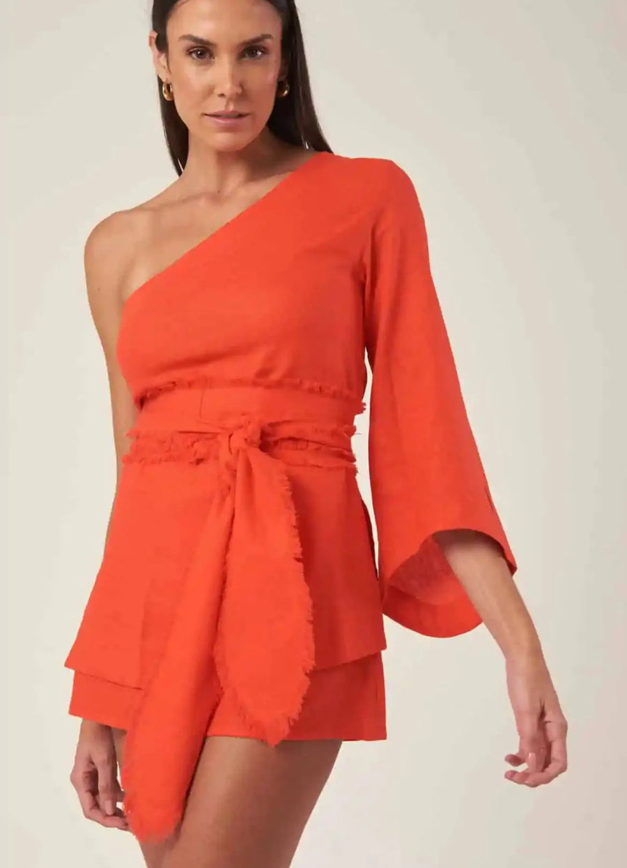 Bata de linho laranja-urucum Milena