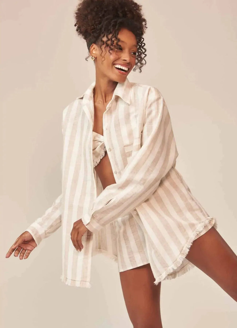 Camisa de linho listrado Bianca