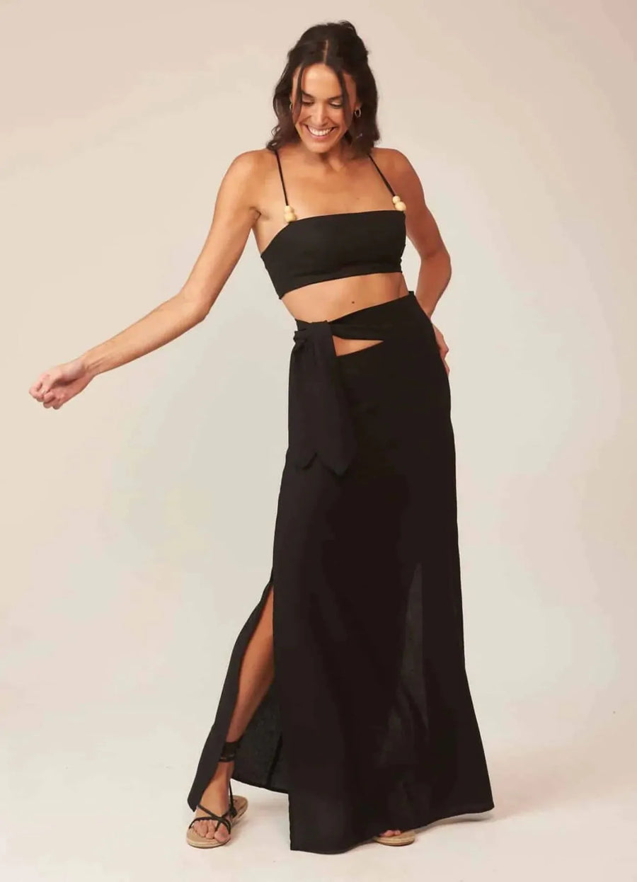 Saia de linho preto Nina