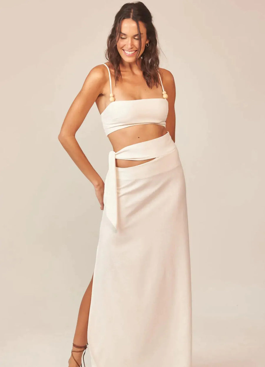 Saia de linho off-white Nina