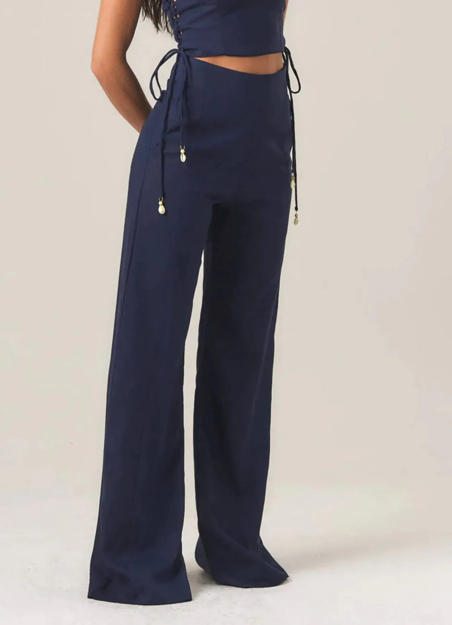 Calça de linho marinho Gisela