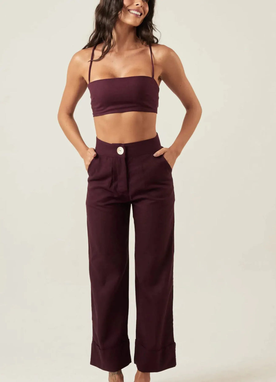 Calça de linho jabuticaba Julia