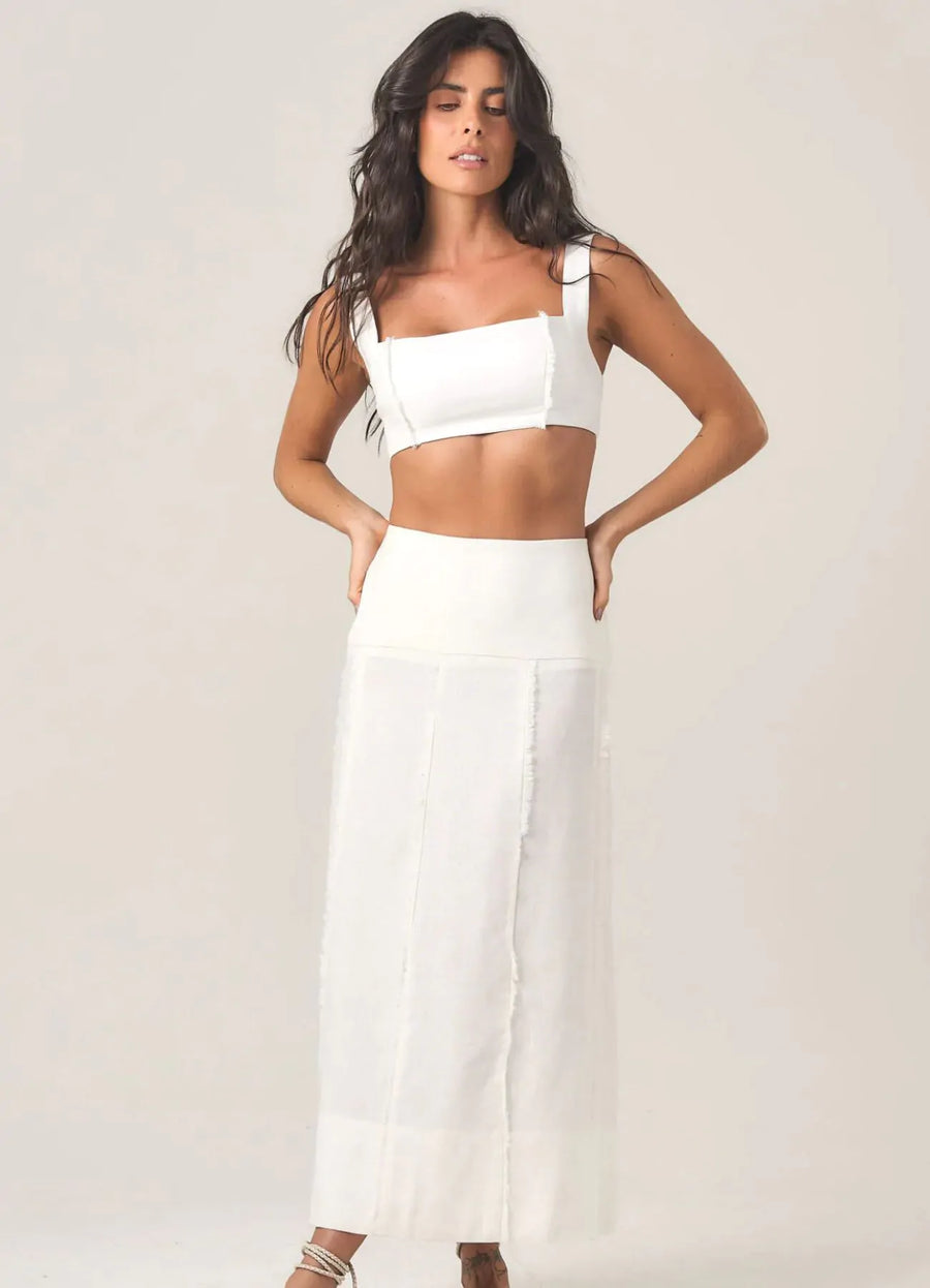 Saia de linho off-white Nati