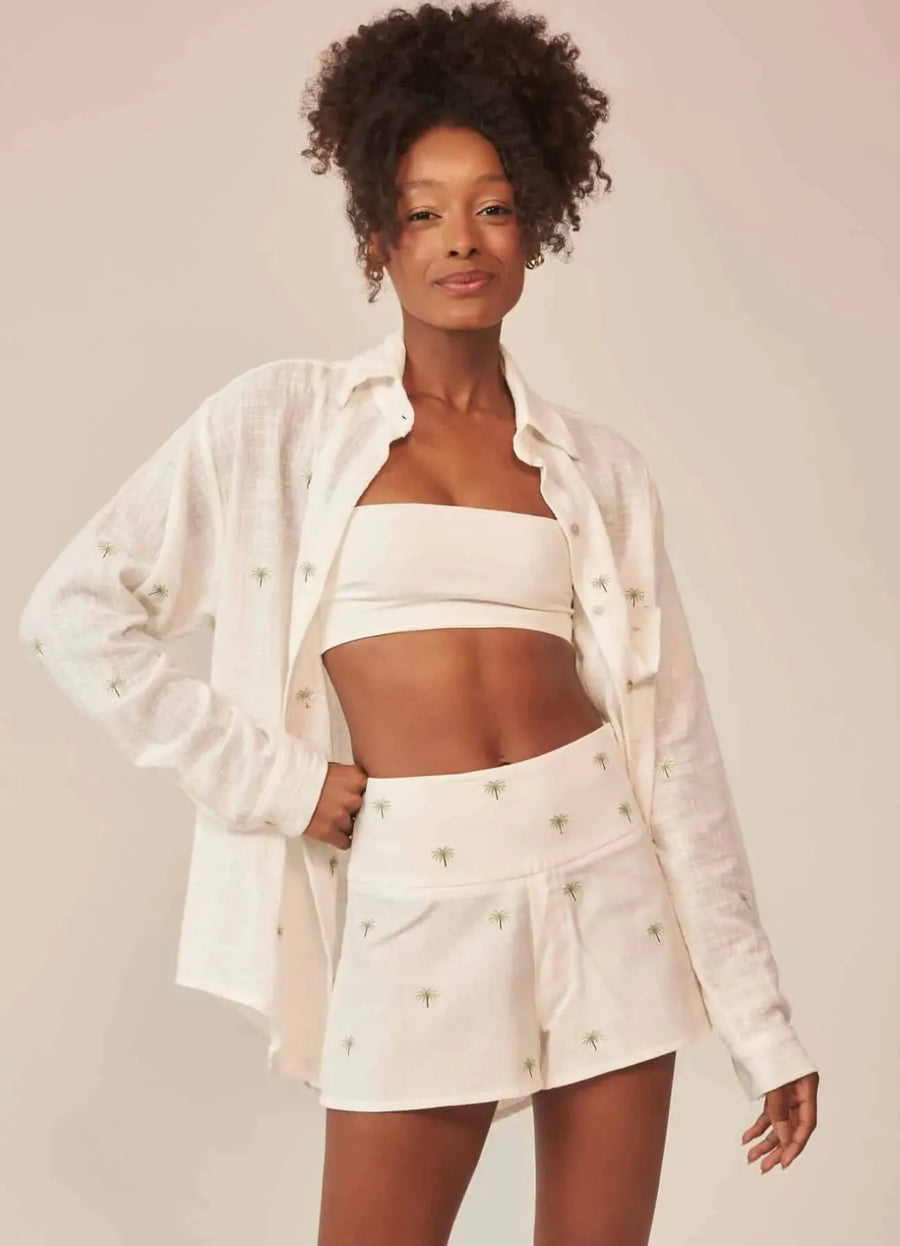 Camisa off-white bordada Coqueiros