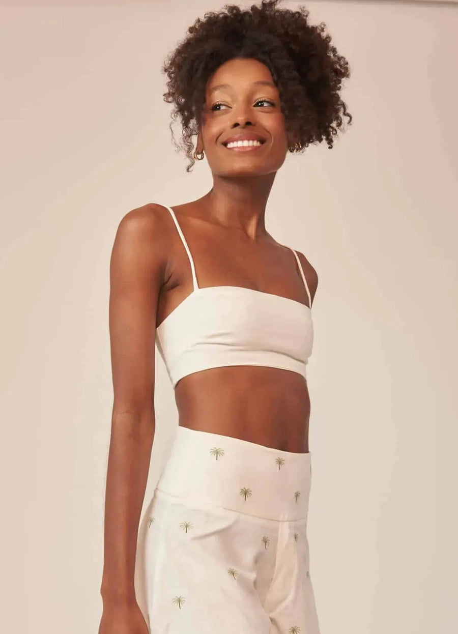 Short de linho bordado Coqueiros