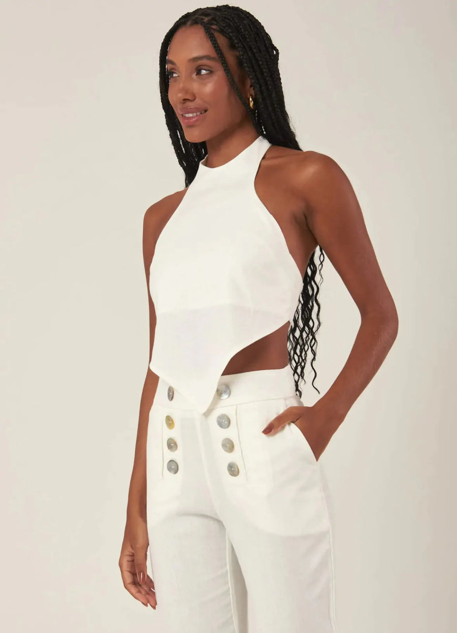 Calça de linho off-white Margot