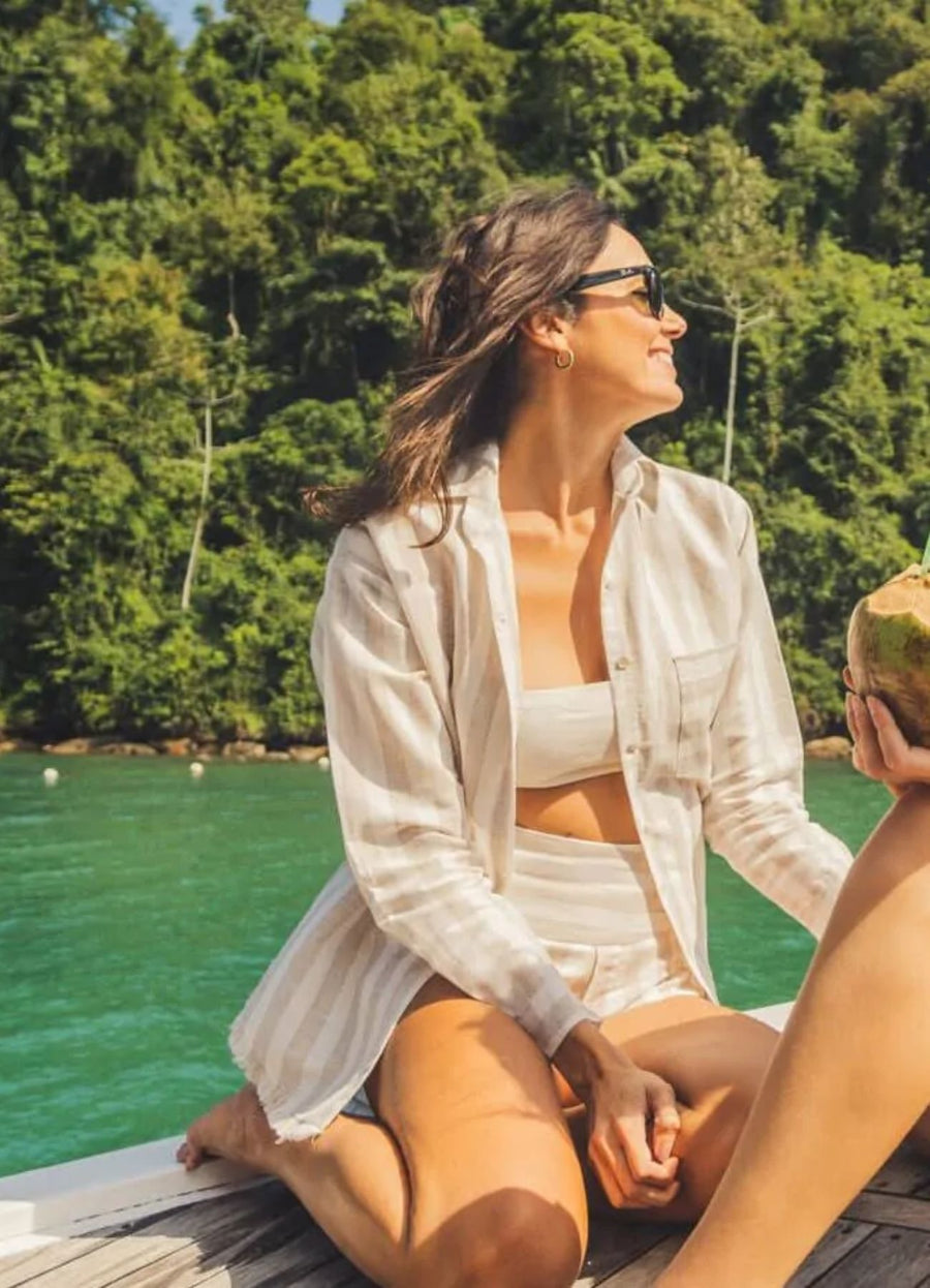 Camisa de linho listrado Bianca