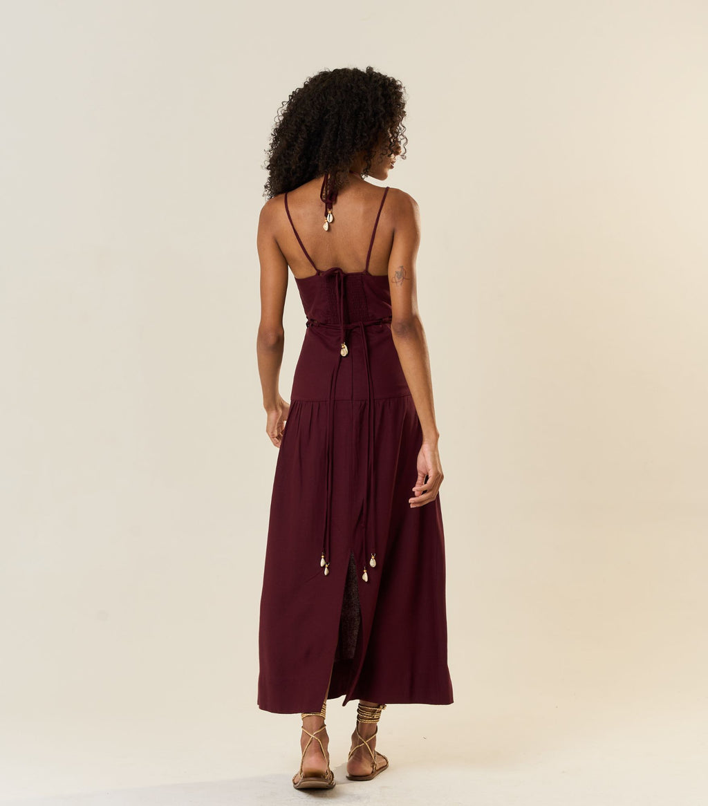 Vestido de Linho jabuticaba Ale