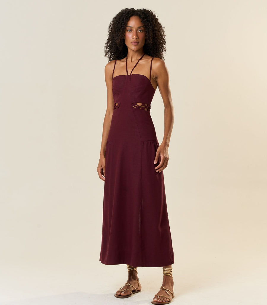 Vestido de Linho jabuticaba Ale