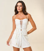 Top de linho off-white Cleo