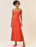 Vestido de Linho laranja-urucum Mavi