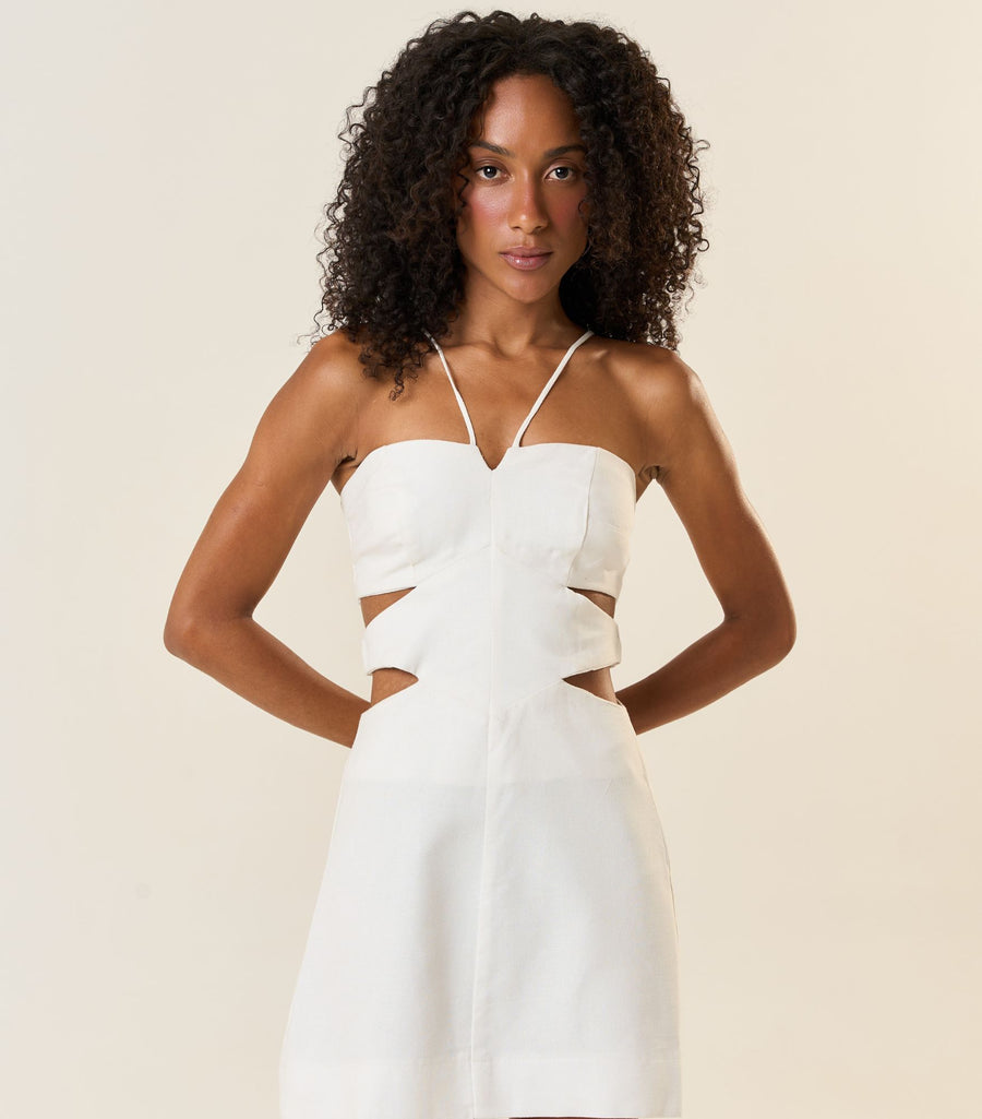 Vestido de linho off-white Eva