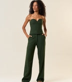 Top de linho verde-floresta Cecilia