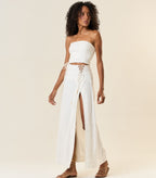 Saia de linho off-white Zoe