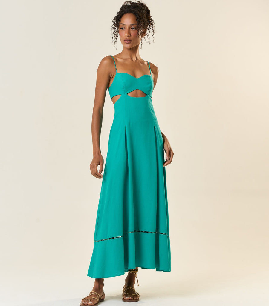Vestido de Linho azul-aqua Catarina