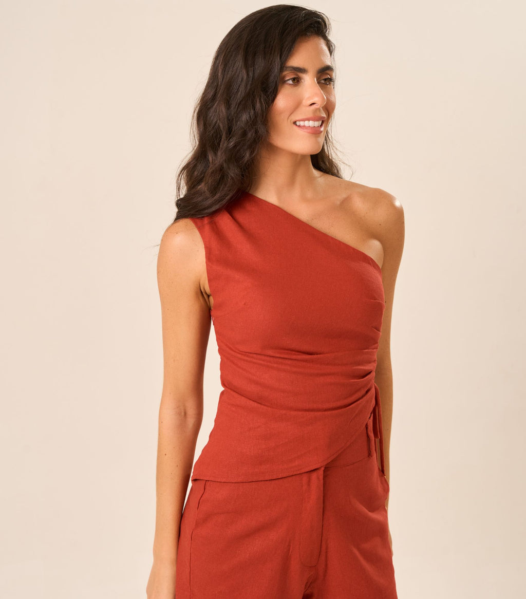 Top de linho pitanga Lucia