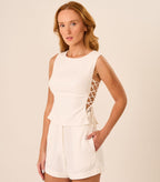 Top de linho off-white Lina