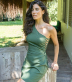 Vestido de linho verde Lucia