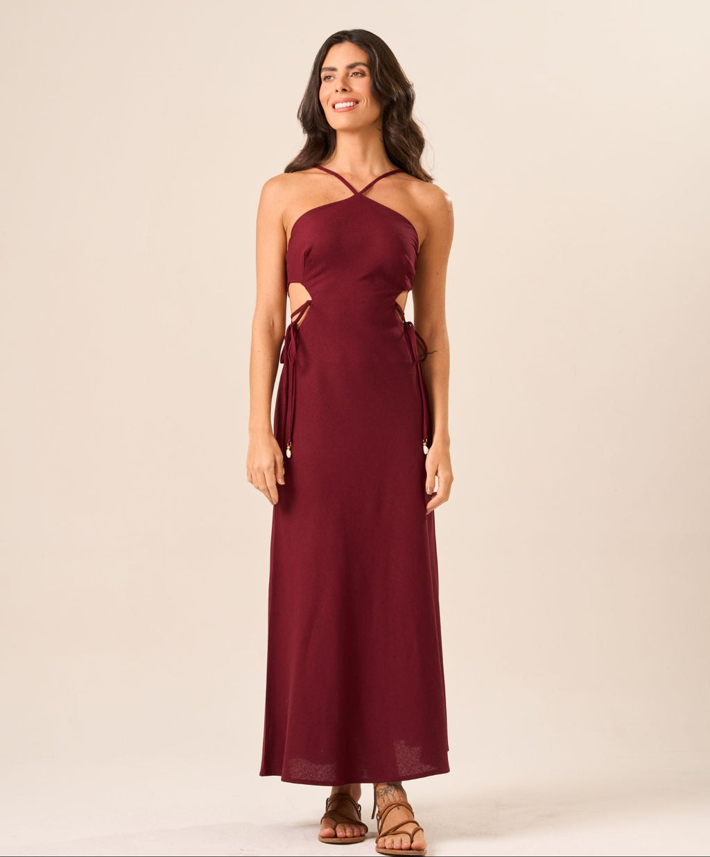 Vestido de Linho cereja Bárbara