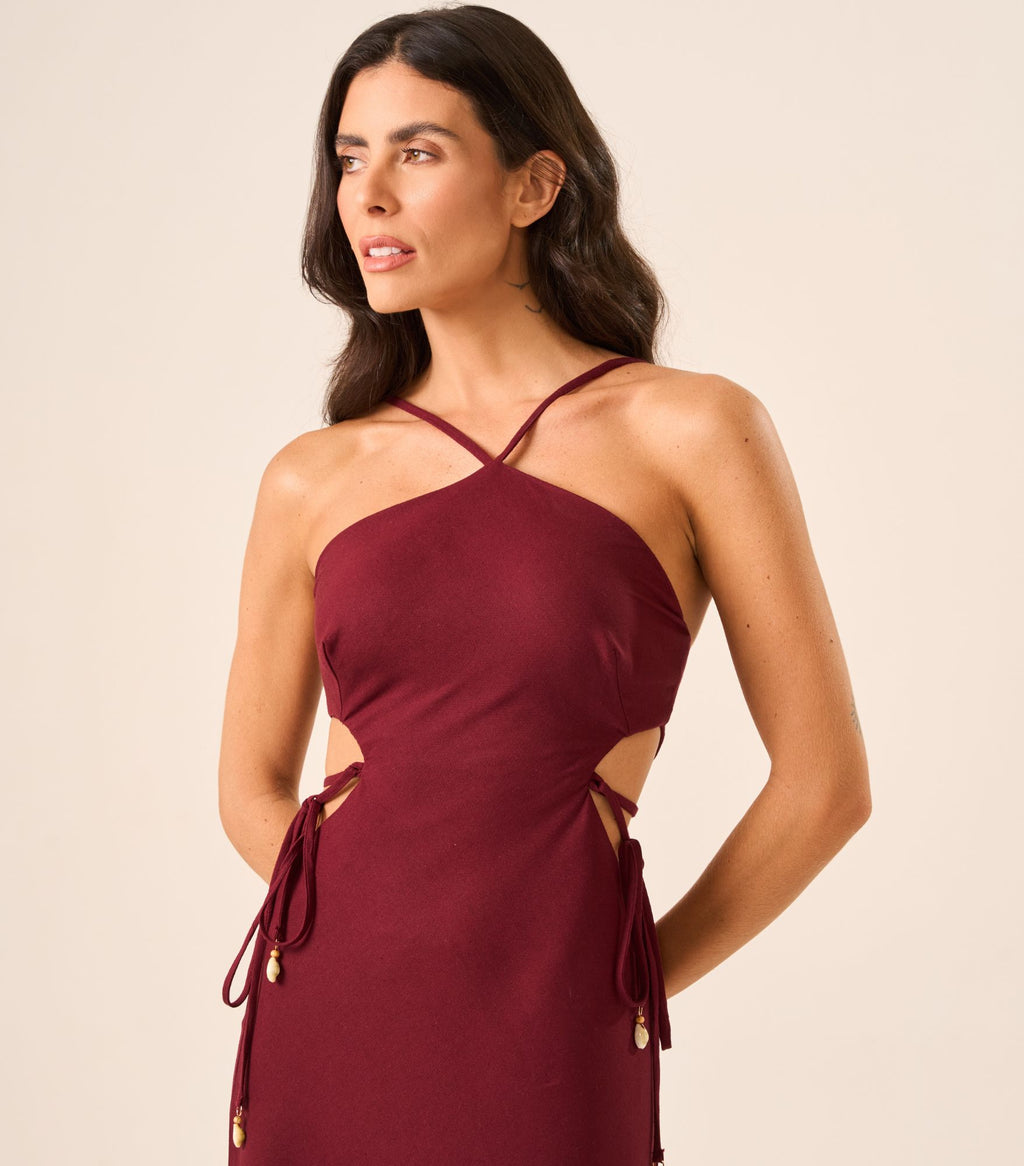 Vestido de Linho cereja Bárbara