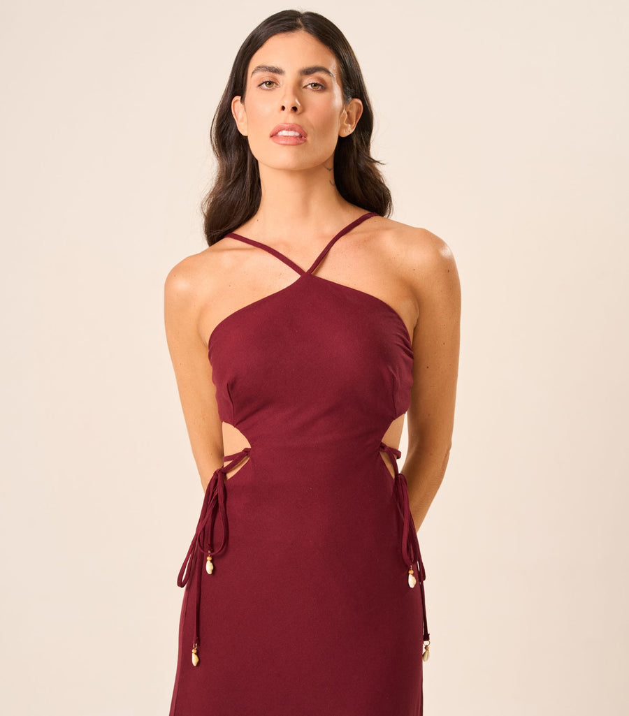 Vestido de Linho cereja Bárbara