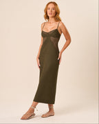 Vestido de Linho com Laise militar