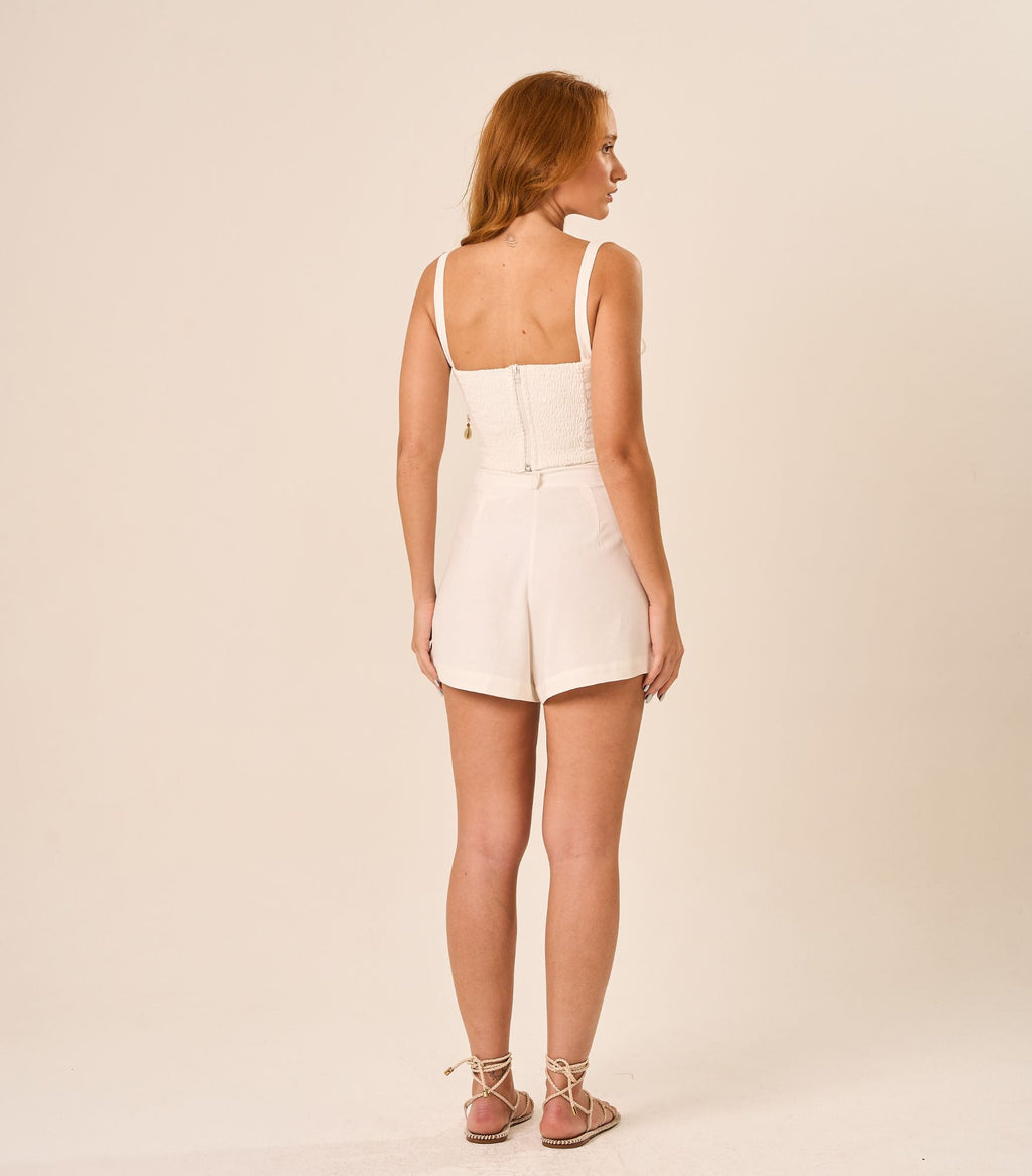 Top de linho off-white Nati