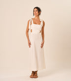 Vestido de Linho off-white Gisele