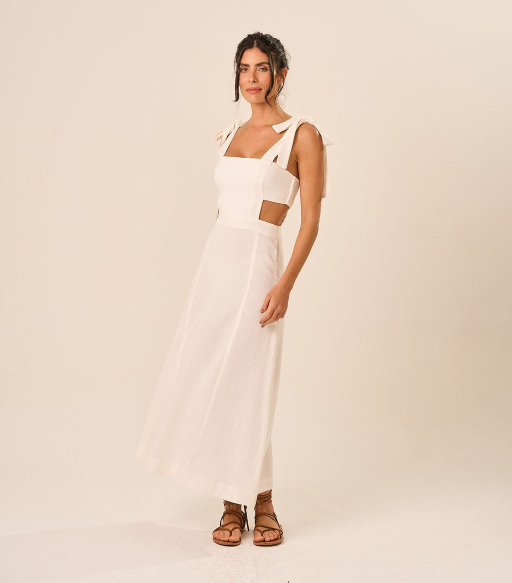 Vestido de Linho off-white Gisele