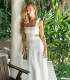 Vestido de Linho off-white Gisele