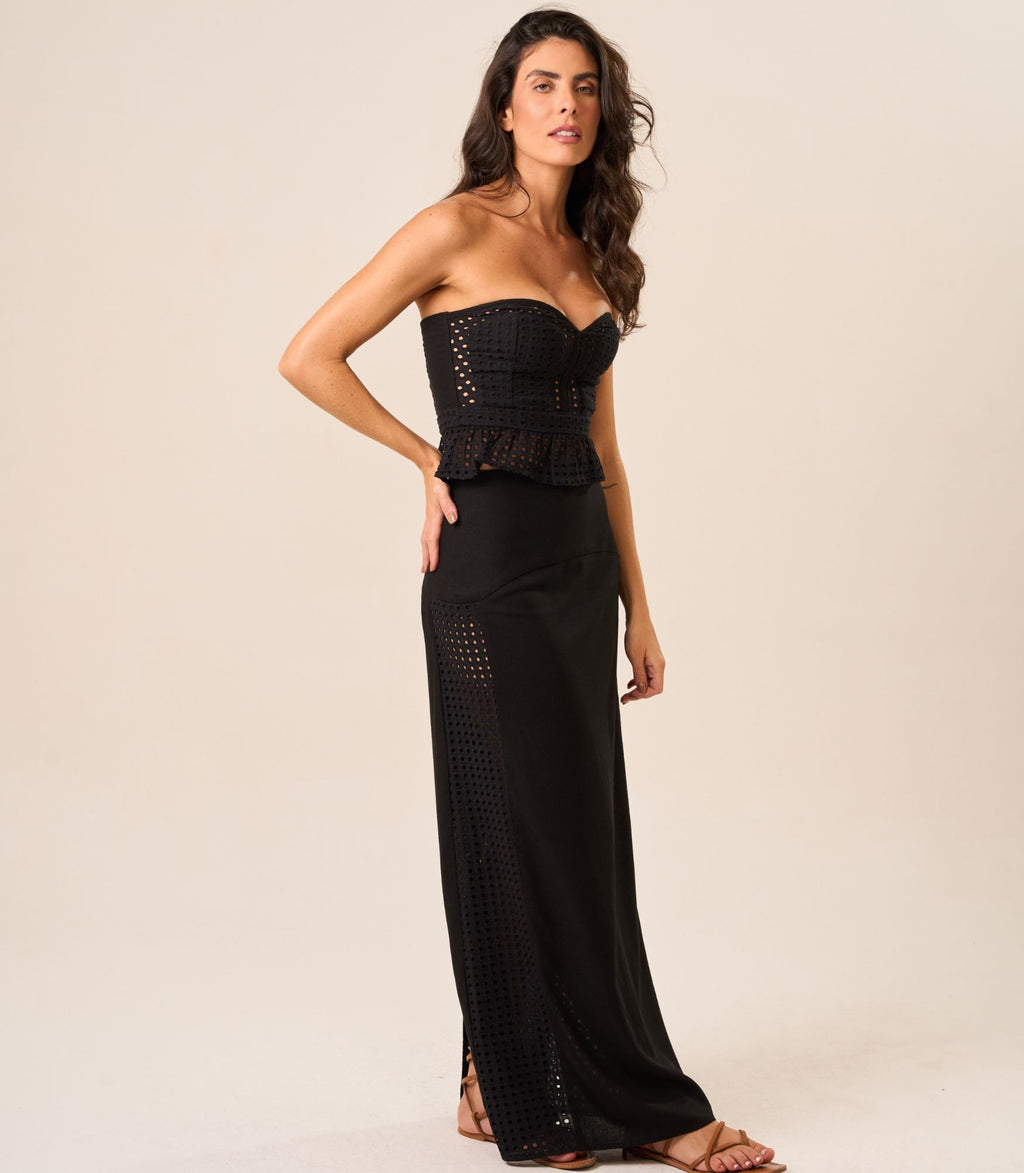 Top de Linho com Laise preto