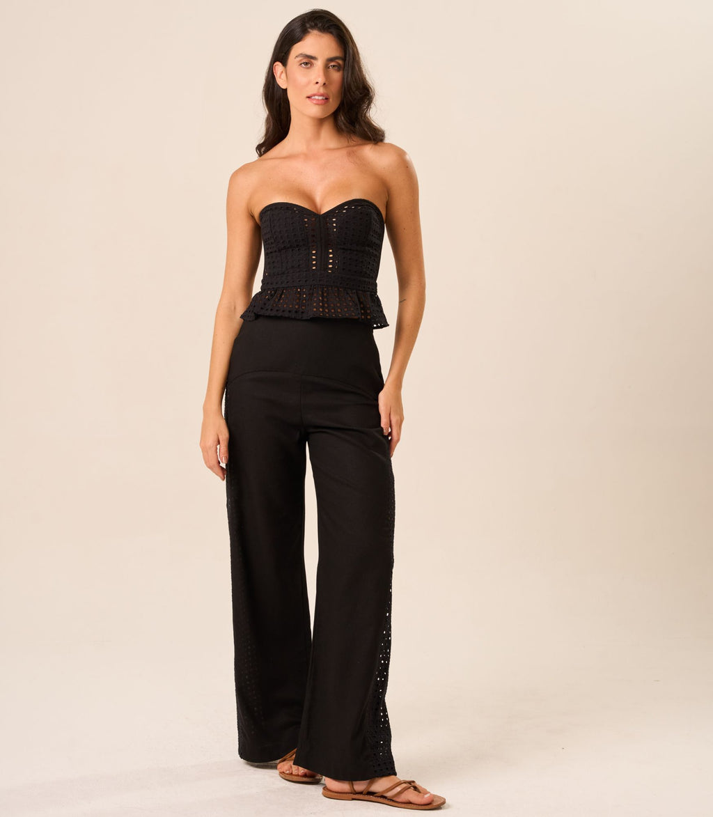 Top de Linho com Laise preto