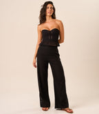 Calça de Linho com Laise preto