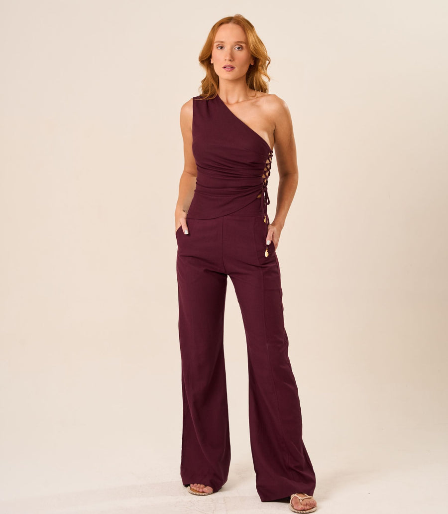 Calça de Linho jabuticaba Gisela