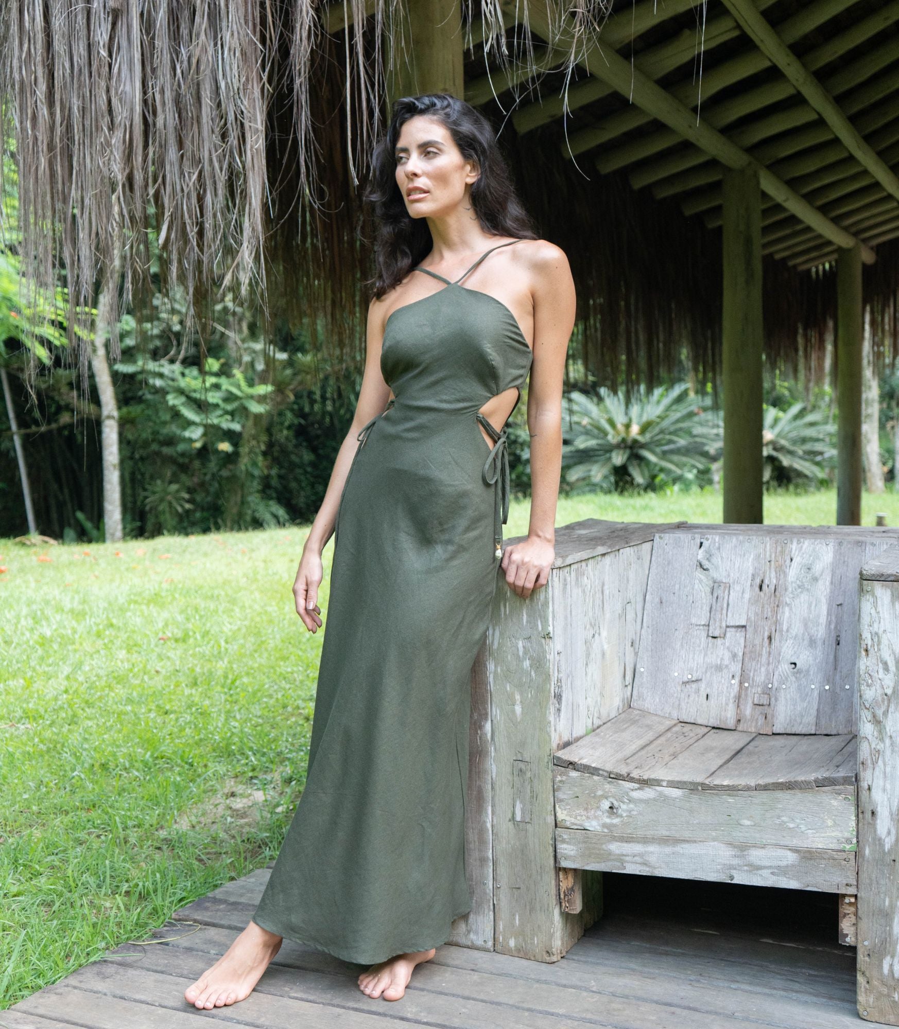 Vestido de Linho militar Bárbara