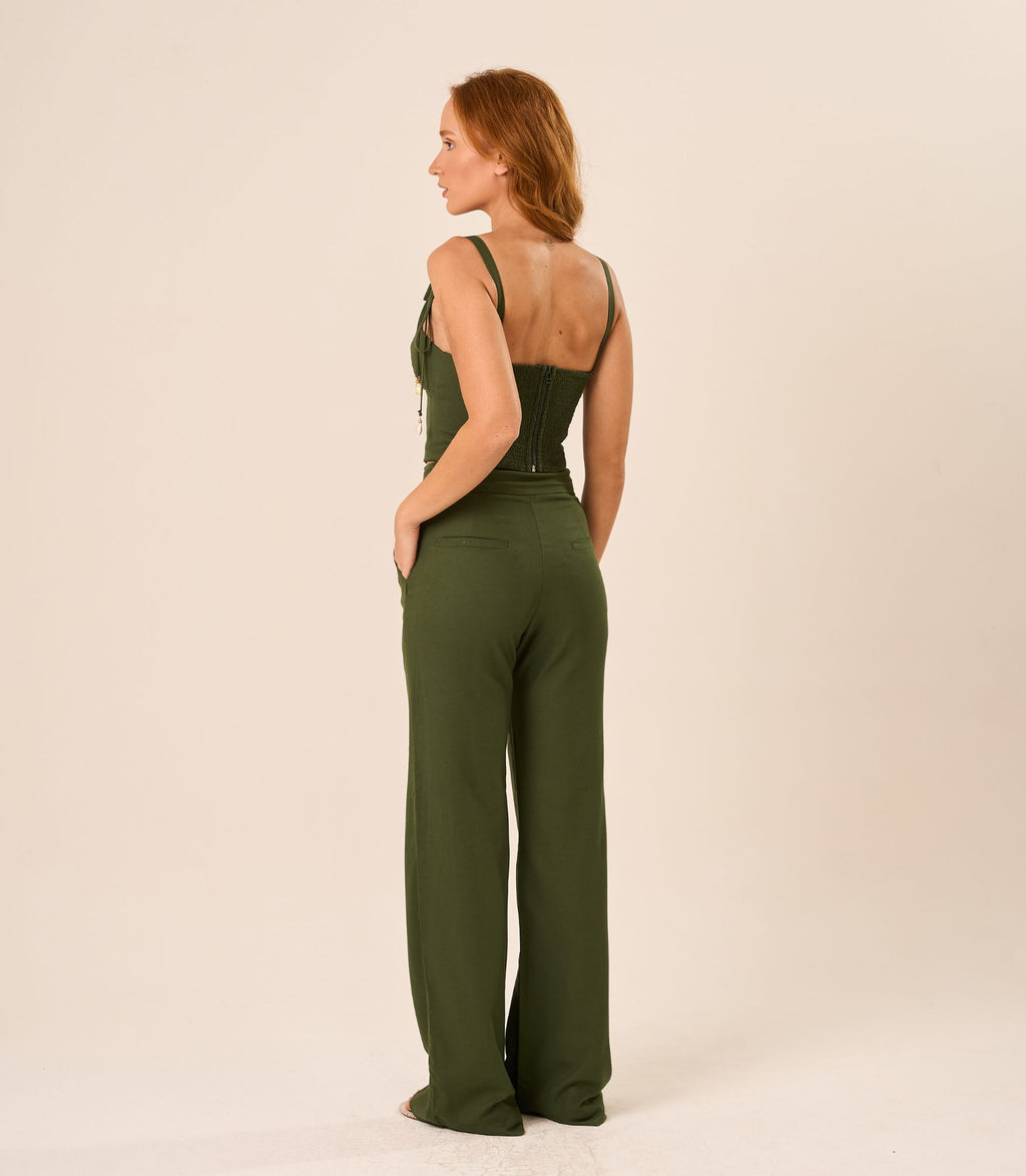 Top de linho verde Nati