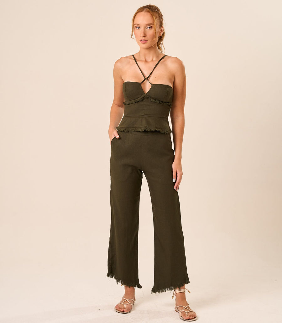 Calça de linho militar Guilhermina